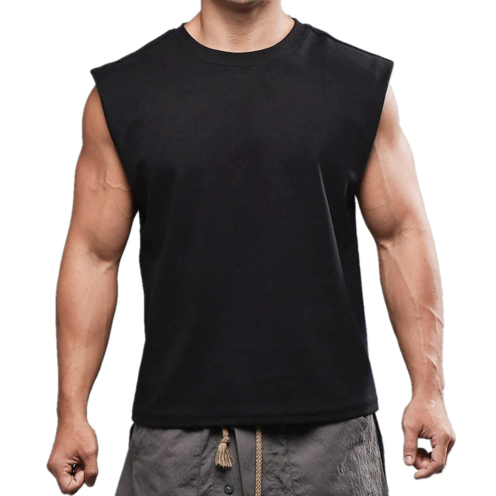 Men's Casual Cotton Gym Vest - Breathable & Sweat-Absorbent